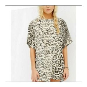 Band Of Gypsies Urban Outfitters Animal‎ Print Shirt Dress Tunic Oversized XS-S